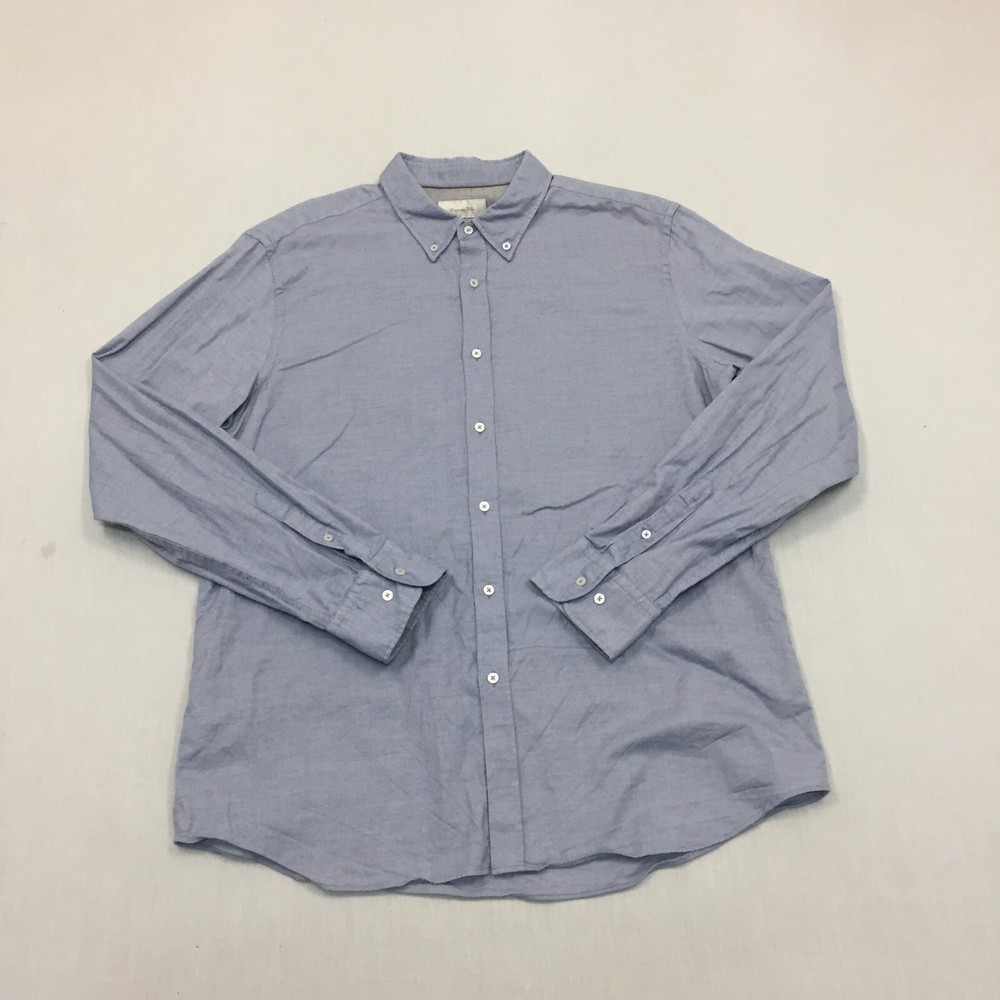 Massimo Dutti Shirt Mens XXL Button Up Long Sleeve Blue (2XL)