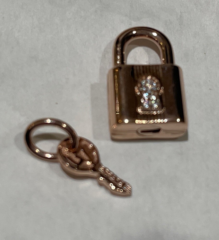 Authentic PANDORA 14k Rose Gold Padlock & Key Dangle Charm  780088C01 New