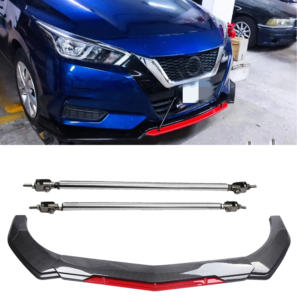 NISSAN VERSA Front Bumper Lip Spoiler Splitter Strut Rod in Carbon Fiber