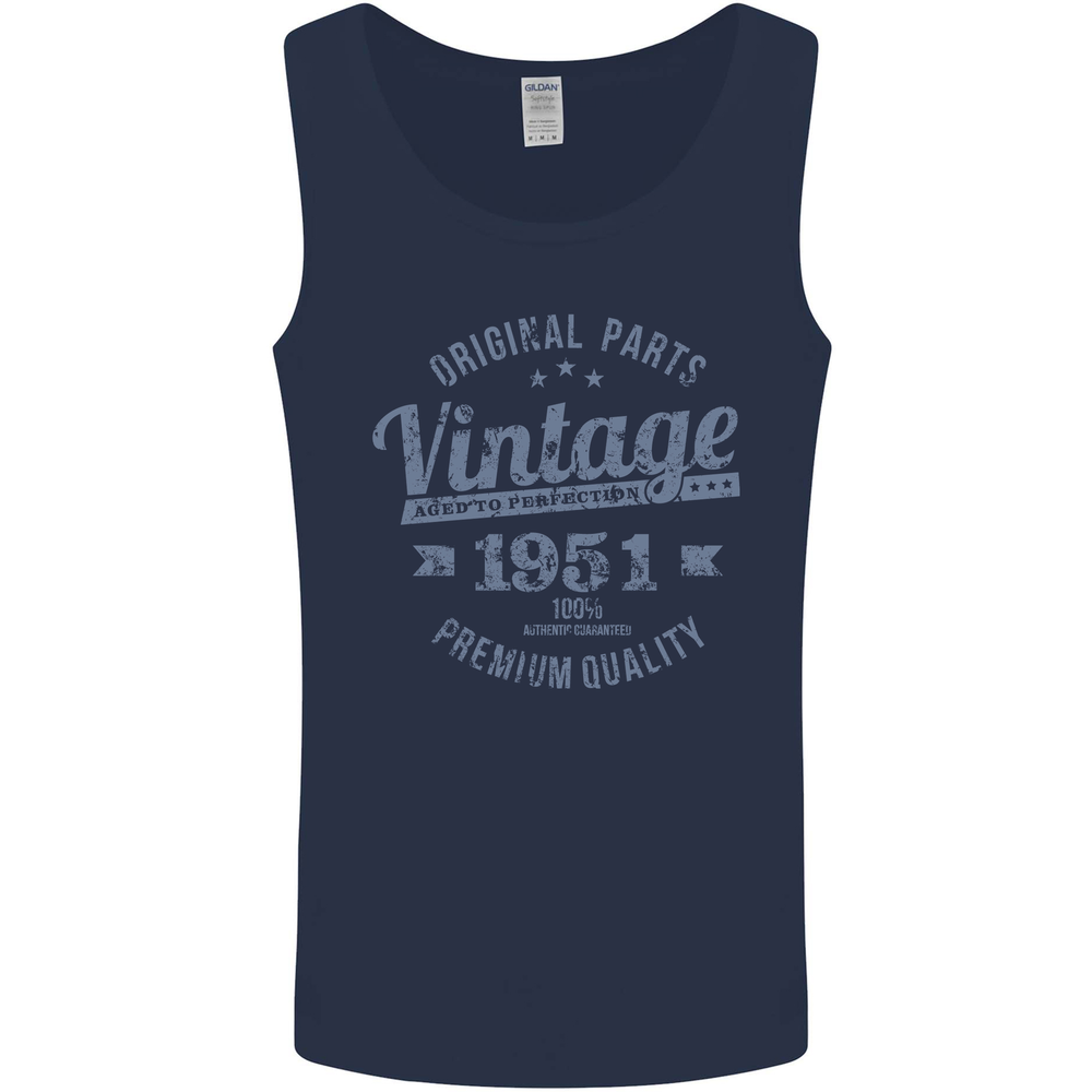 Vintage Year 74th Birthday 1951 Mens Vest Tank Top Navy Blue