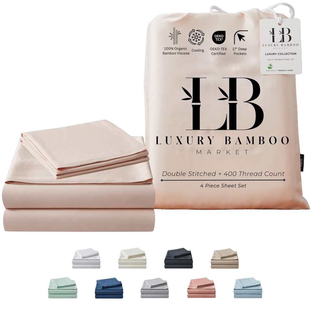 Luxury Queen Size Bamboo Viscose Bed Sheet Set