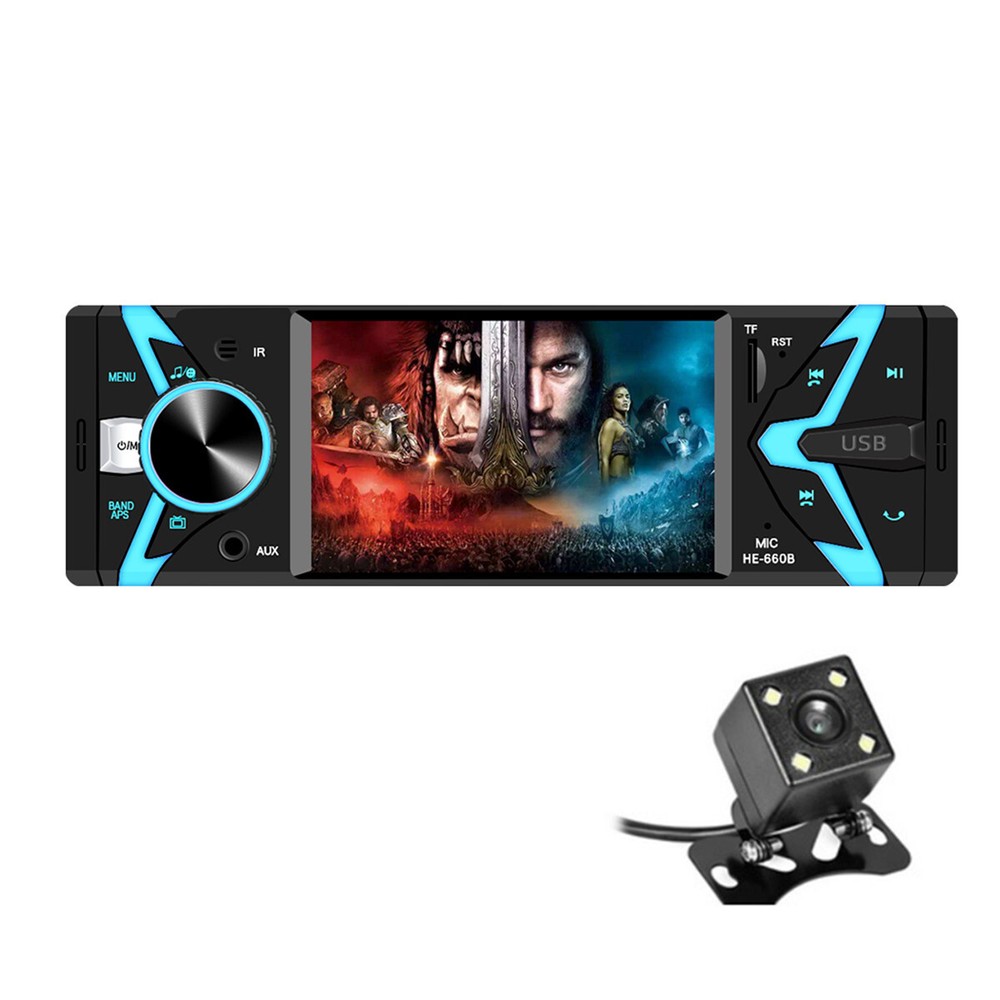 1 Din Car Stereo Radio Bluetooth MP5 Player Hands-free USB TFT Screen W/Camera