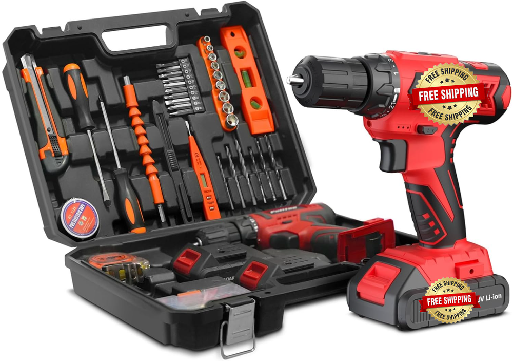 Herramienta con taladro inalámbrico 20V, pack de 2 baterías de litio, 30N.m