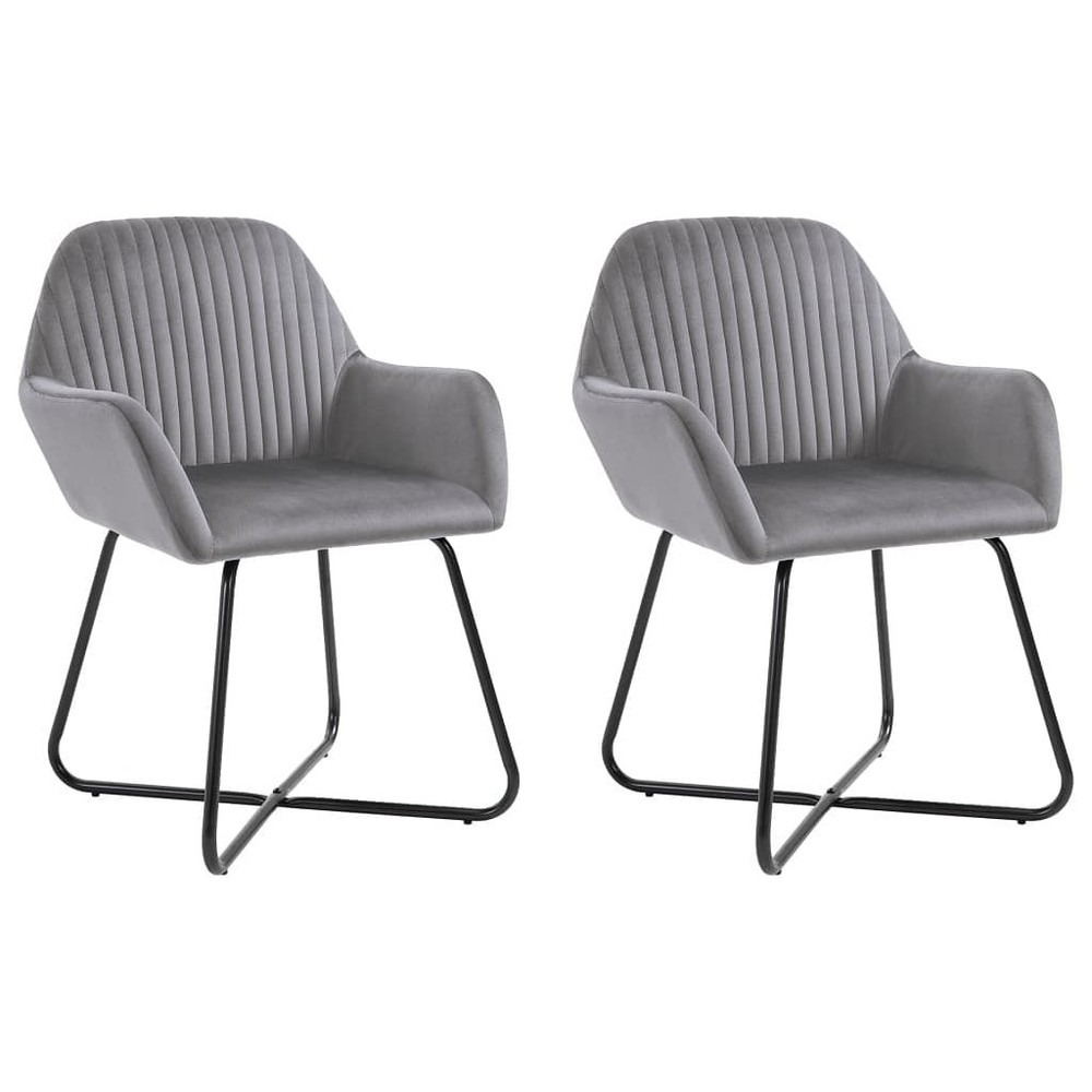 Elegant Gray Velvet Dining Chairs Set of 2