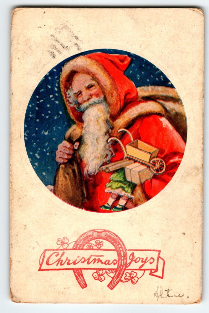 Vintage Santa Claus Christmas Postcard Old World Valentine Artotype Undivided