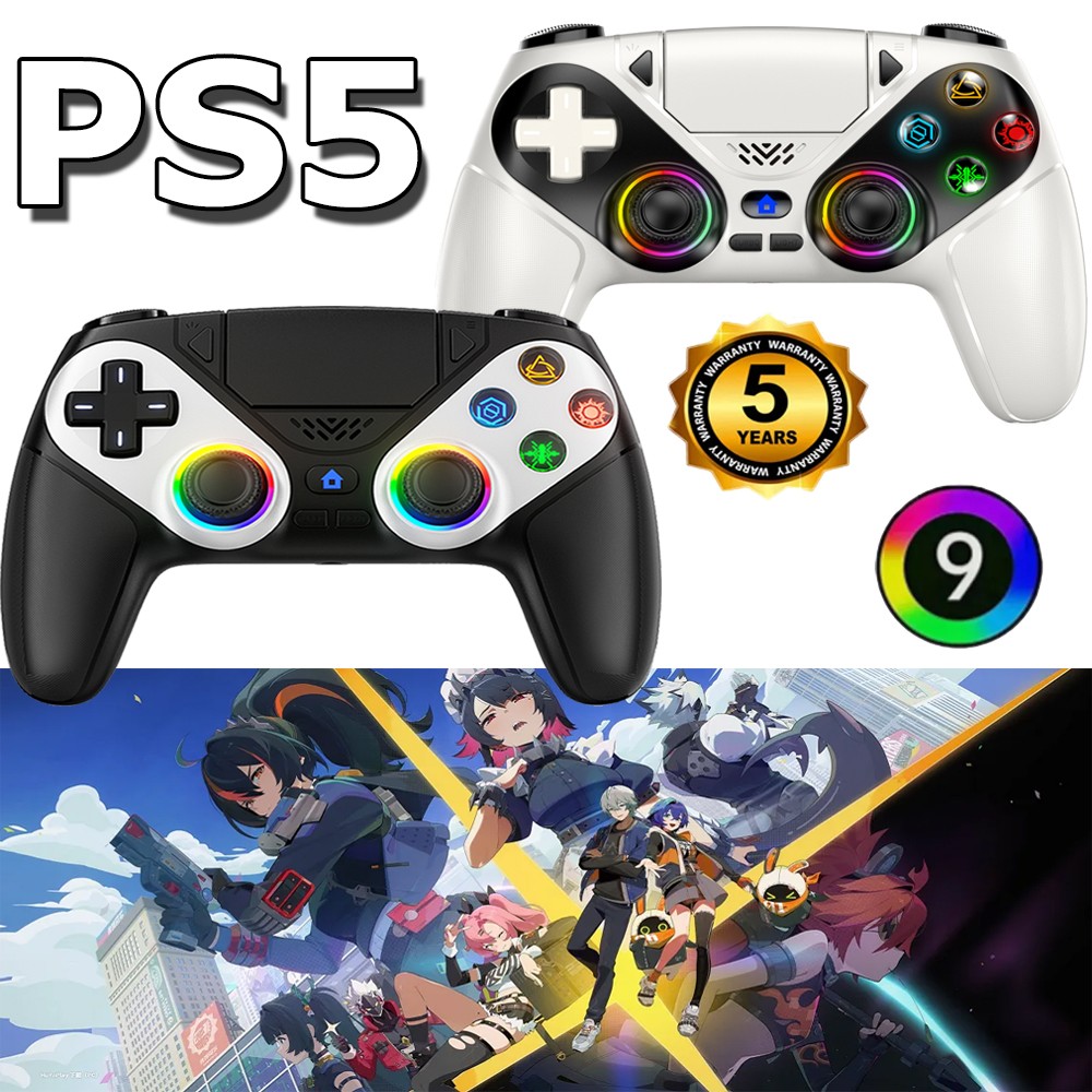 1-2X For Sony Playstation5 PS5 DualSense Wireless Black-White Controller w/Flash