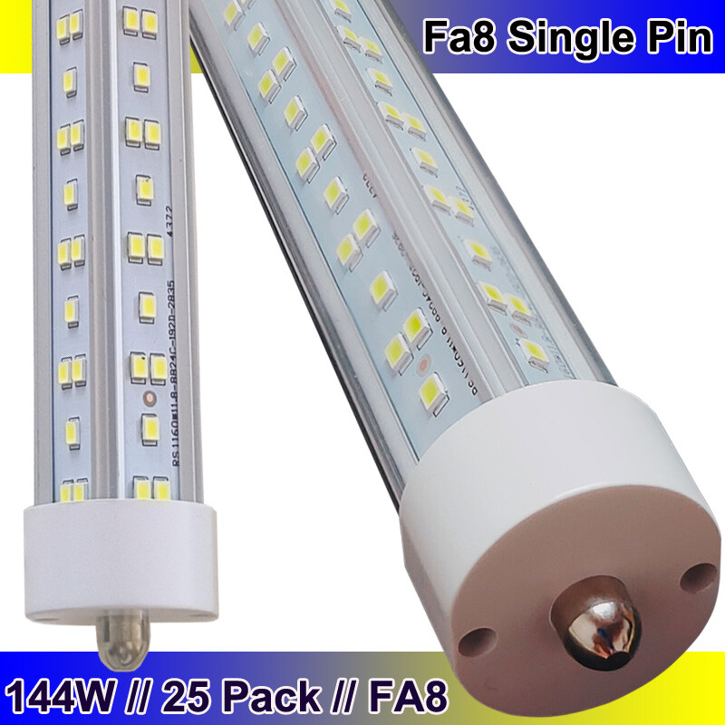 T8 8FT Led Tube Light Bulbs FA8 Single Pin 144W 8FOOT Led Shop Lights 25 PACK