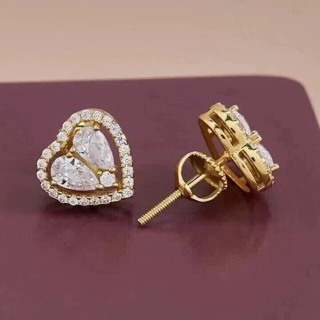 2Ct Pear Lab Diamond Stud Earrings in 14K Yellow Gold Plated