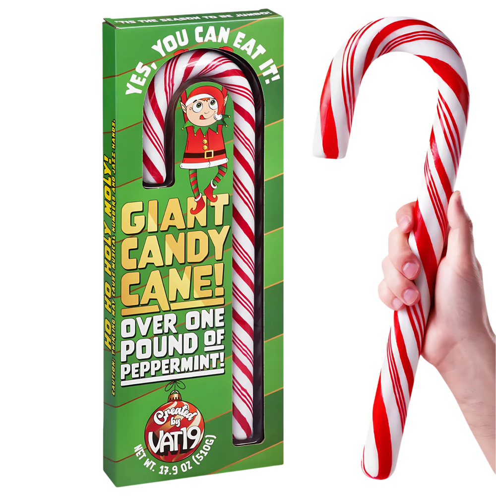 Giant 12-Inch Edible Candy Cane for Holiday Treats