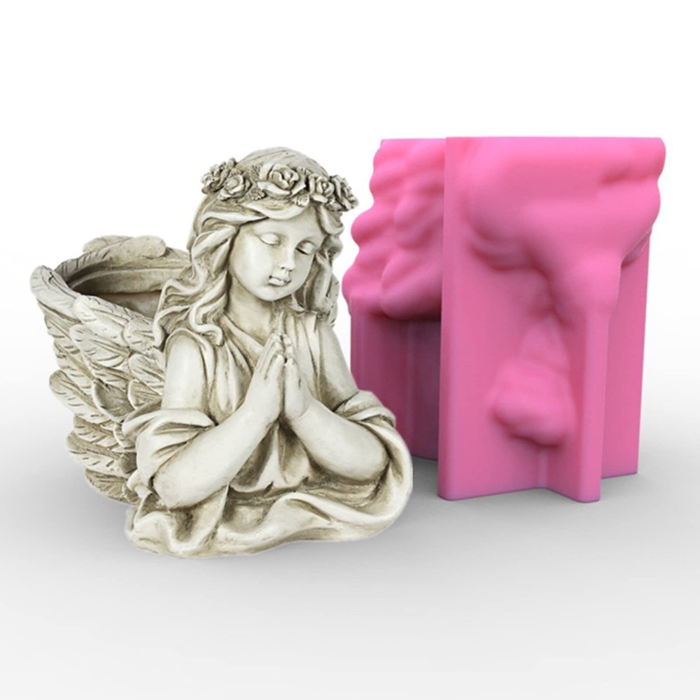 Prayer Angel Concrete Flower Pot Silicone Mold Succulent Planter Cactus Vase ...