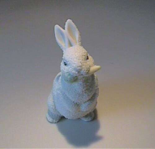 CERAMIC TEXTURED WHITE BUNNY RABBIT WITH CARROT