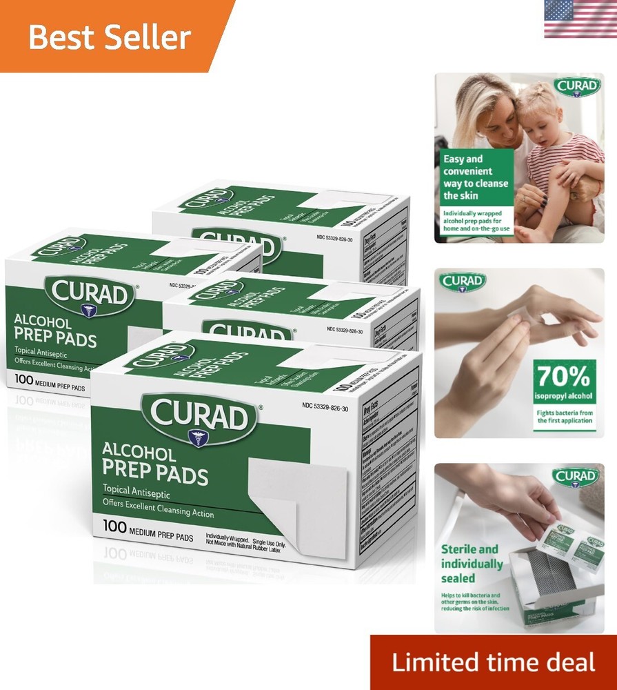 Convenient 70% Isopropyl Alcohol Wipes - 400 Prep Pads for On-the-Go Cleansing