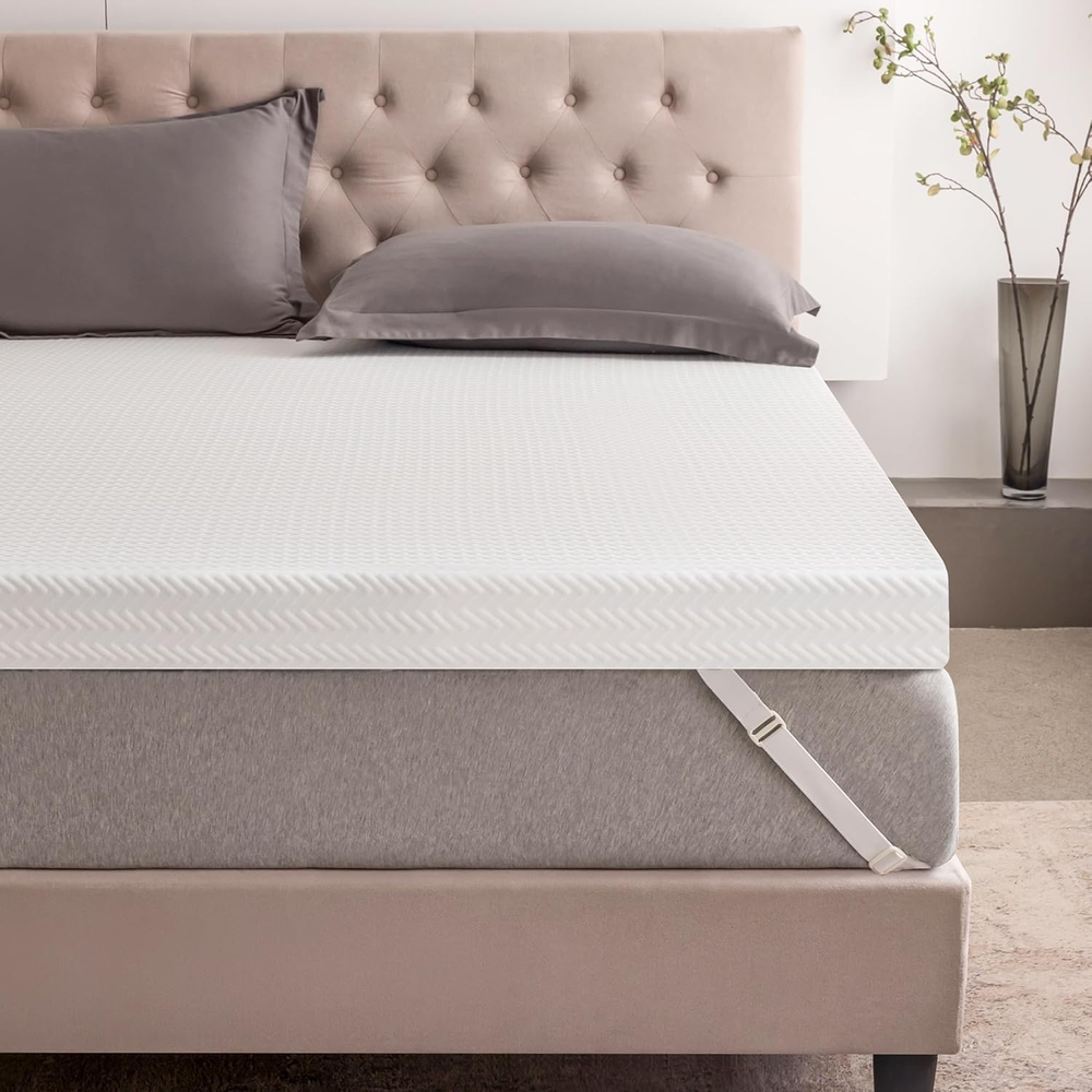 3 Inch Plush Queen Gel Memory Foam Mattress Topper, Cooling Bed Topper with Remo