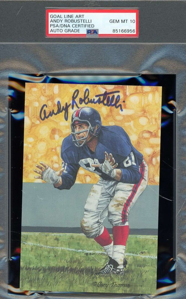 Andy Robustelli Gem Mint 10 PSA DNA Signed Goal Line Art Card GLAC Autograph