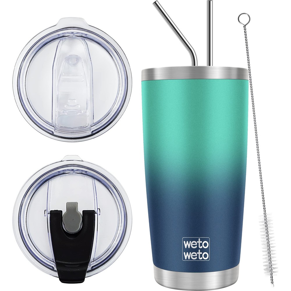 20oz Insulated Stainless Steel Tumbler with 2 Lids and Straws