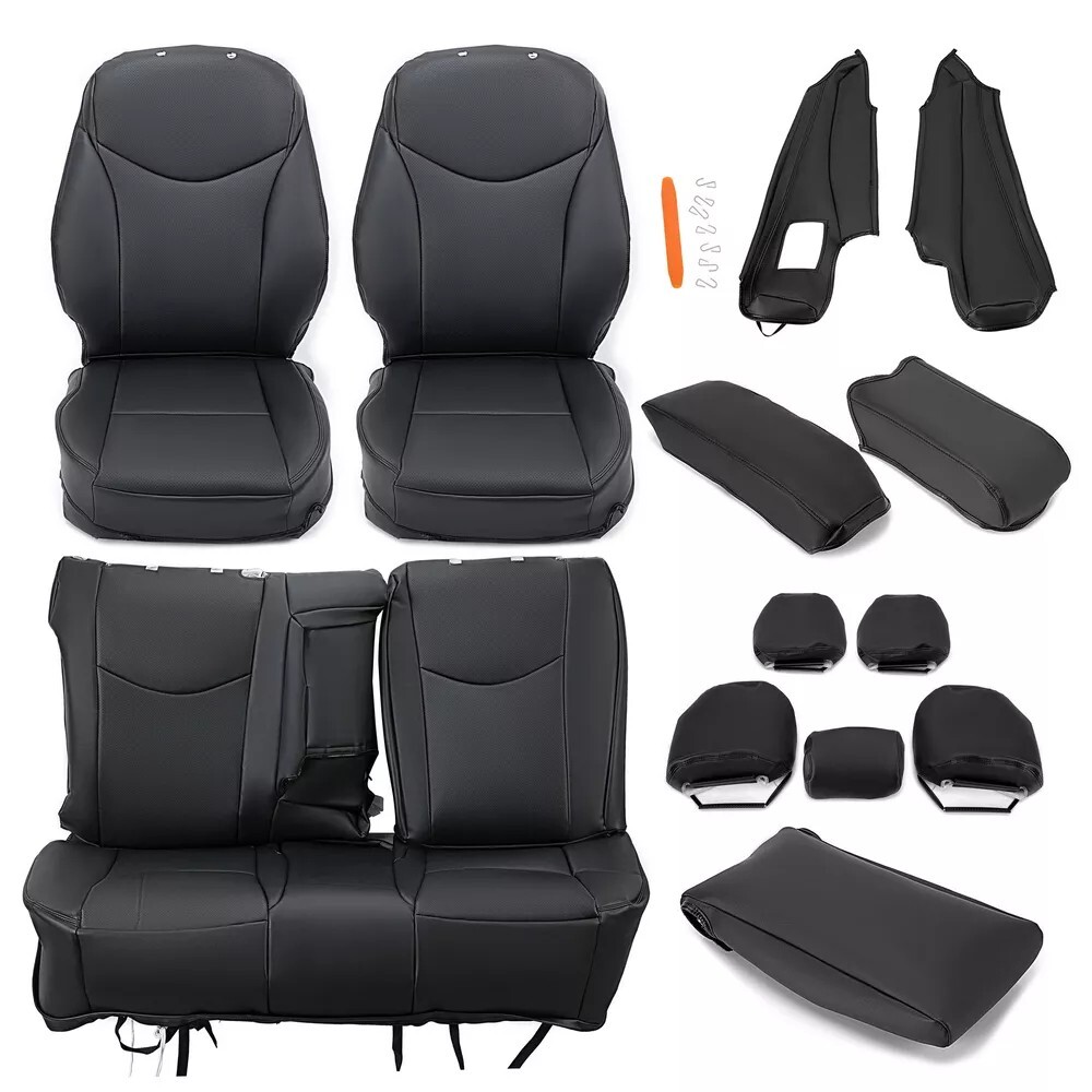 Front&Rear W/Armrest Seat Covers Kit Black Upholstery For Toyota Prius 2010-2015