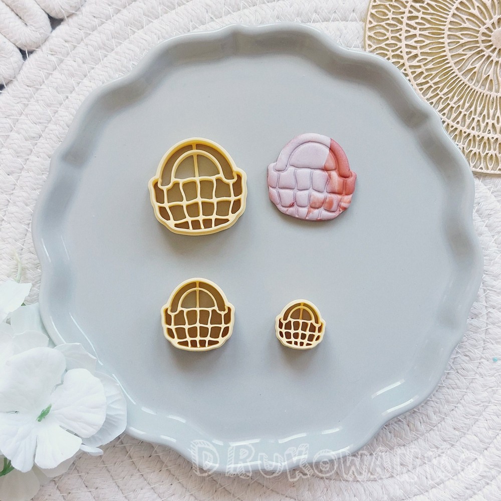 Easter Spring Picnic Basket Hamper with 2 Polymer Clay Cutters for Jewelry Making