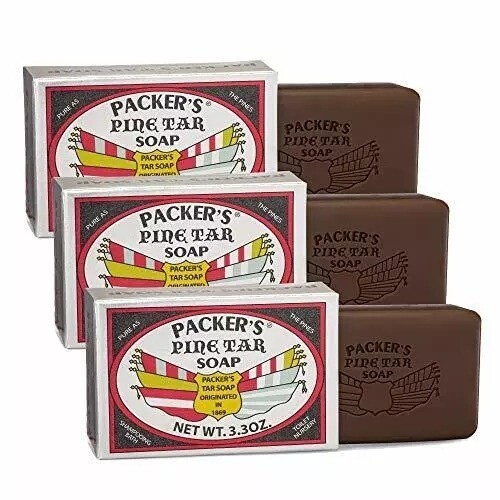 Packers Pine Tar Soap 3.3 Oz Bars Set Of 3  Natural Ingredients Pine Tar Formula