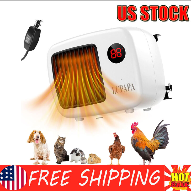 Thermostatic Dog House Heater W/ Anti-Bite Wires Wall-Mounted Pet Heater Indoor