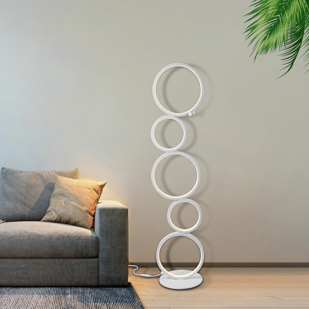 Modern Floor Lamp 5-Ring LED Night Light Corner Standing Light Living Room Decor