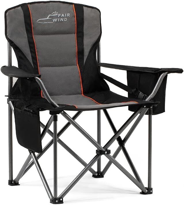 Oversized Padded Camping Chair with Lumbar Support Holds 450 LBS
