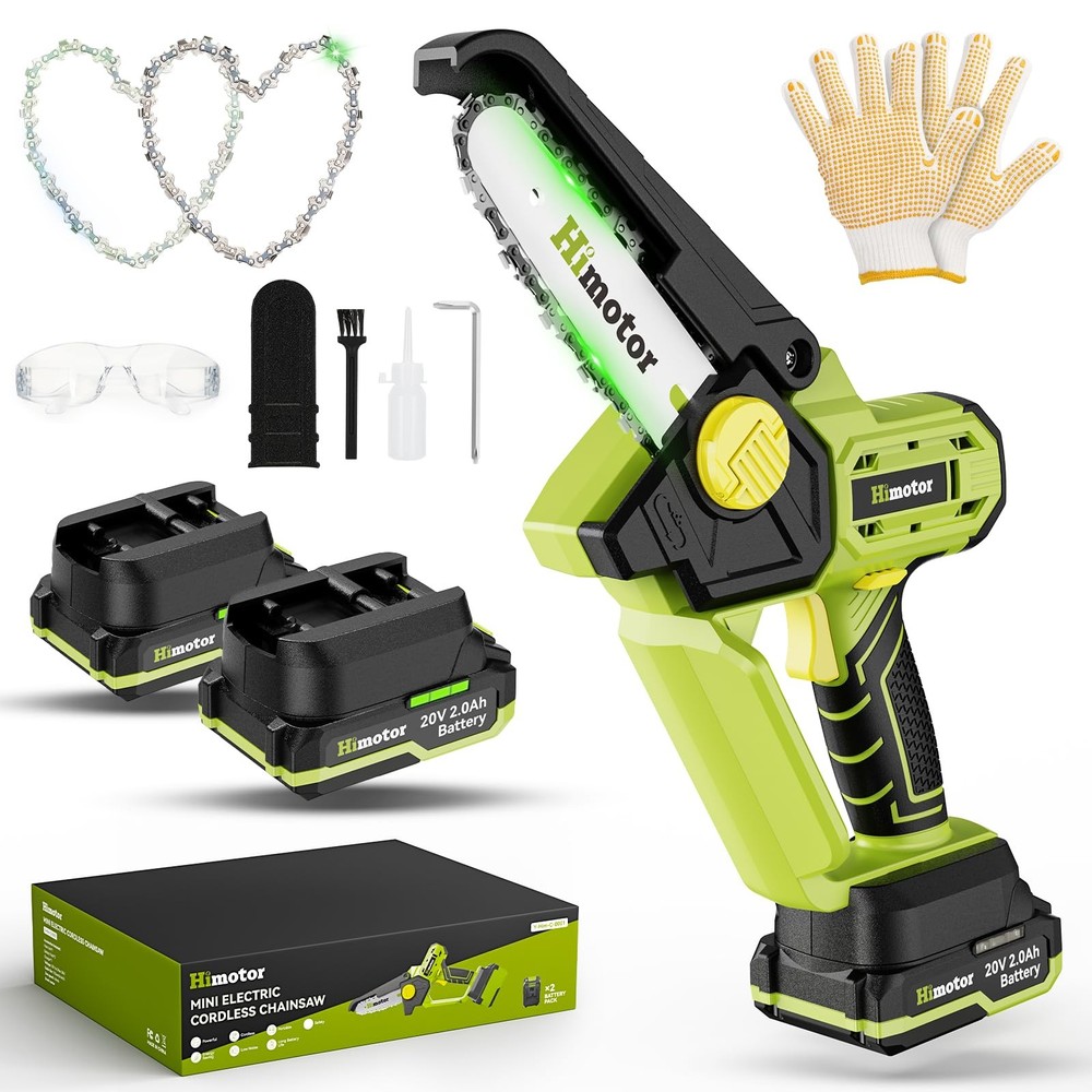6-Inch Cordless Mini Chainsaw with 2 Batteries for Easy Cutting
