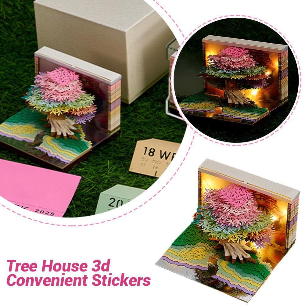 Calendar 2025 Desktop Decor 3D Notepad Treehouse 3D Memo Pad Block: