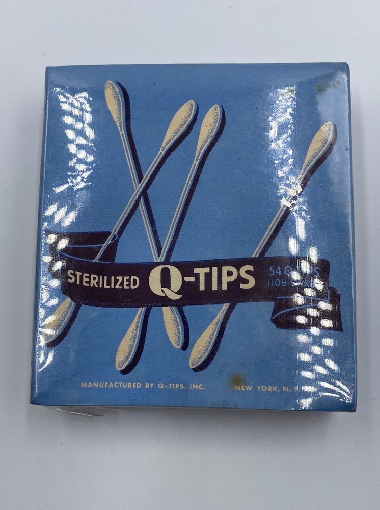 Vintage Q-Tips Cotton Swabs 54 Count Original Sliding Tray Box SEALED