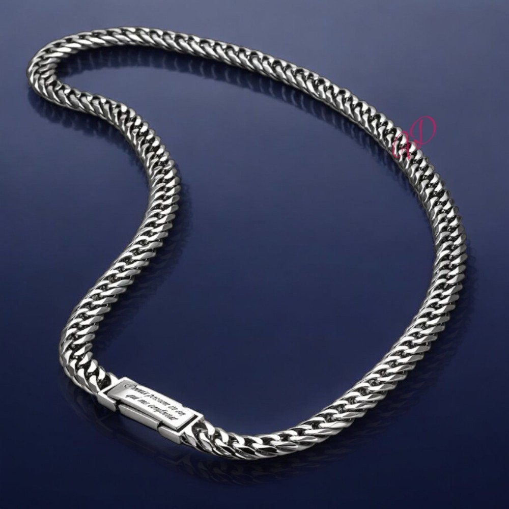 Luxury Platinum Miami Cuban Chain Length 24 Inch PT950 Necklace Width 8 MM