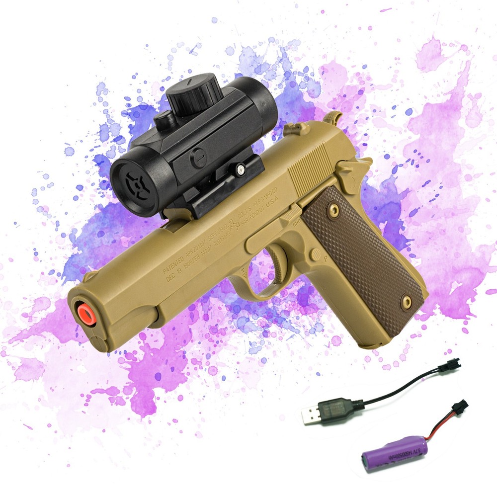 1911 Gel Blaster Electric Splatter Ball Toy Gun Rechargeable Tactical Auto Fire