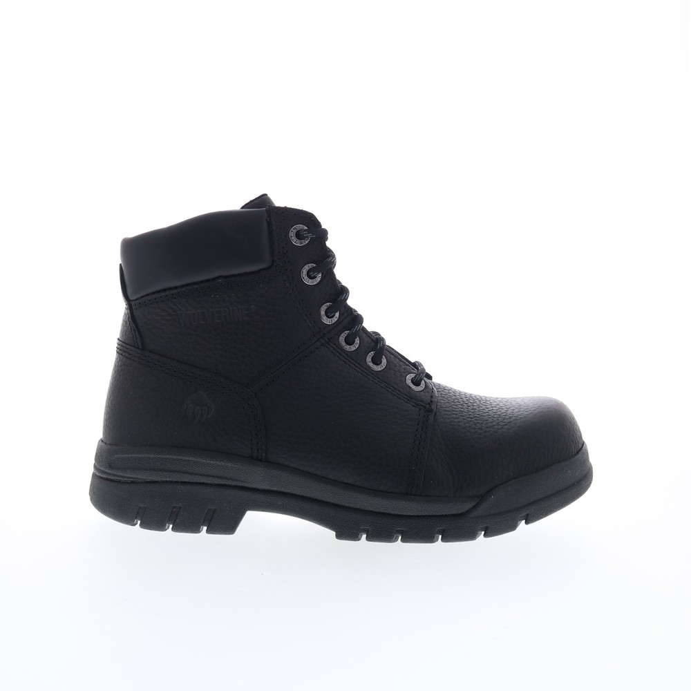 Wolverine Marquette 6 Steel Toe EH Slip Resistant Black Work Boots for Men