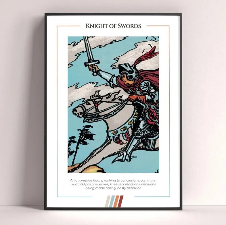 Knight of Swords Tarot Card Art Print and Digital Download Poster