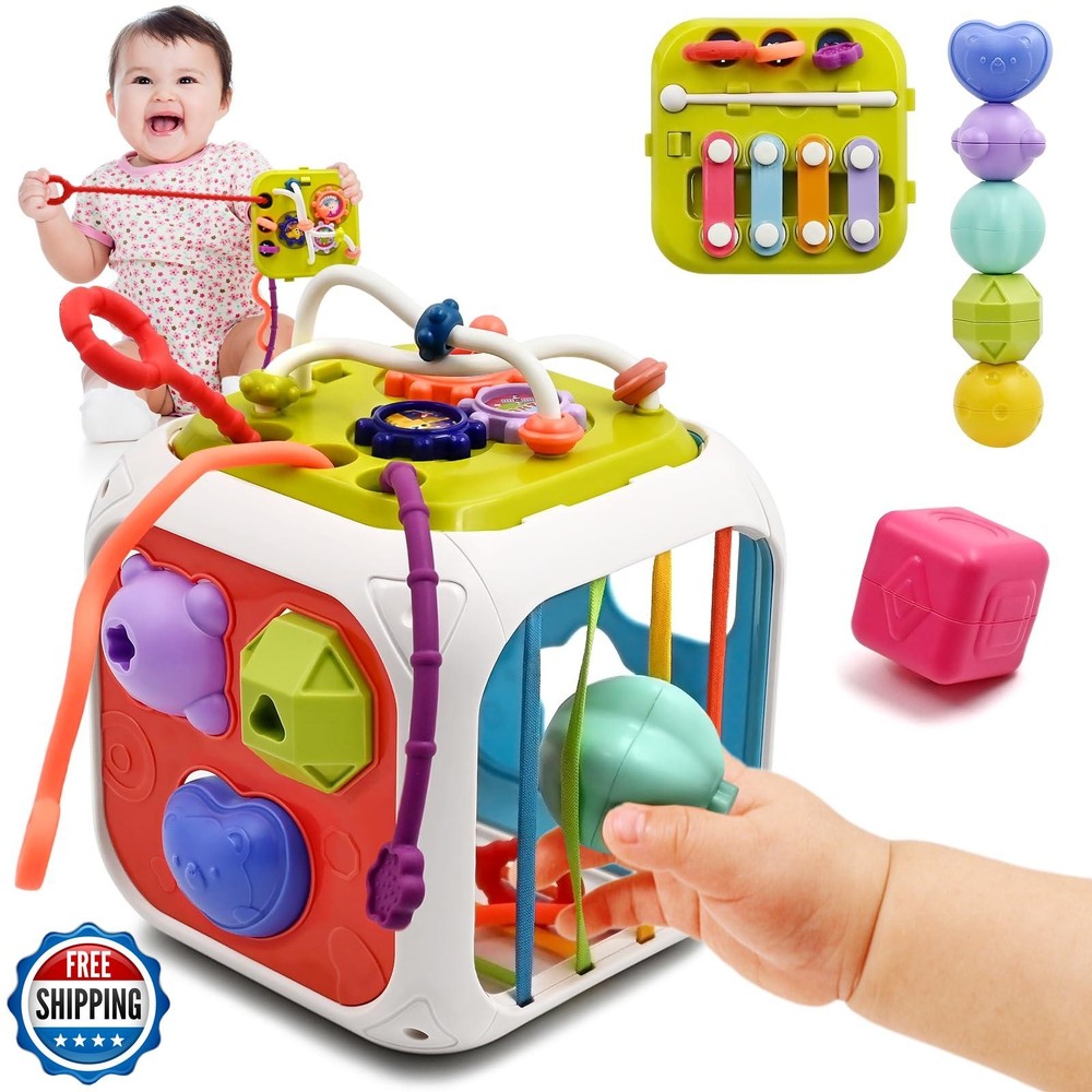 Sensory Teething Toys for Babies 1 Year Old - Multifunctional Learning & Chew Toys 12-18 Months