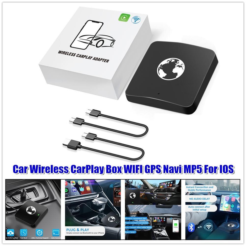 Wireless Bluetooth CarPlay Dongle Adapter Box For IOS Navigation GPS Wifi Player