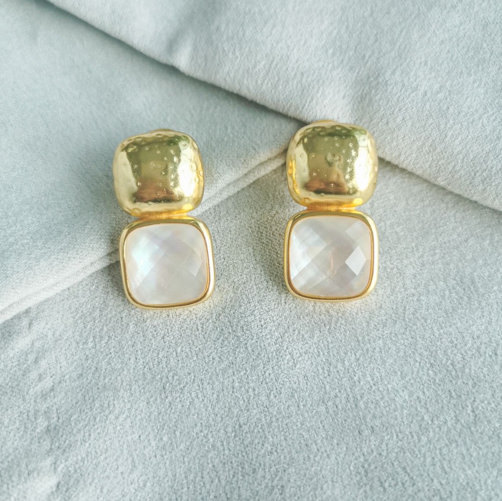 Julie Vos Catalina Gold Clear Crystal Earrings No Dust Bag or Card