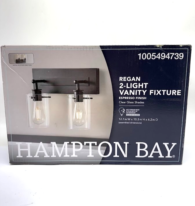 Hampton Bay Regan 12.75 in. 2-Light Espresso Finish with Clear Glass