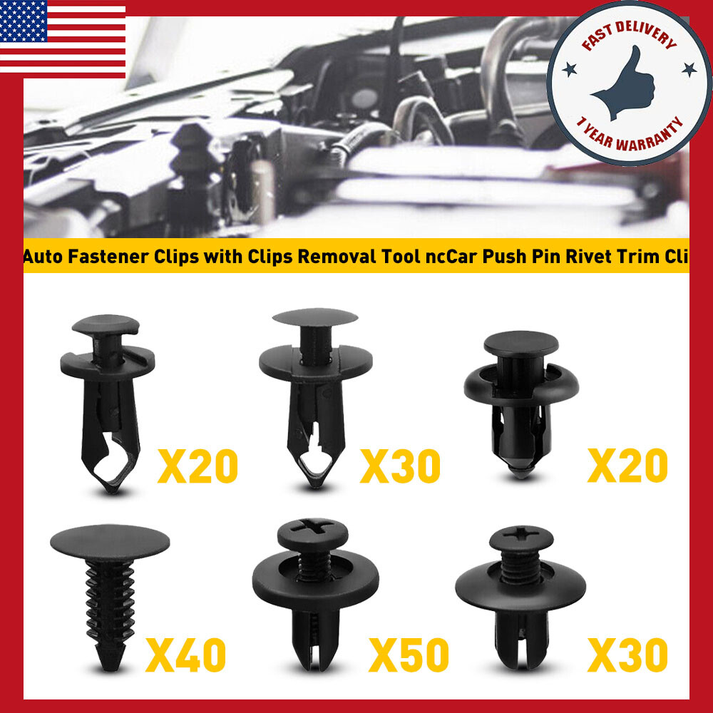 190pc Car Kit Plastic Body Fastener Rivets Panel Fender Retainer Clips Universal