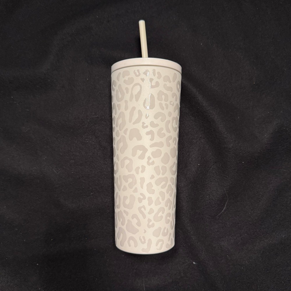 Simple Modern 24oz Classic Insulated Tumbler with Straw Lid, White Cheetah Print