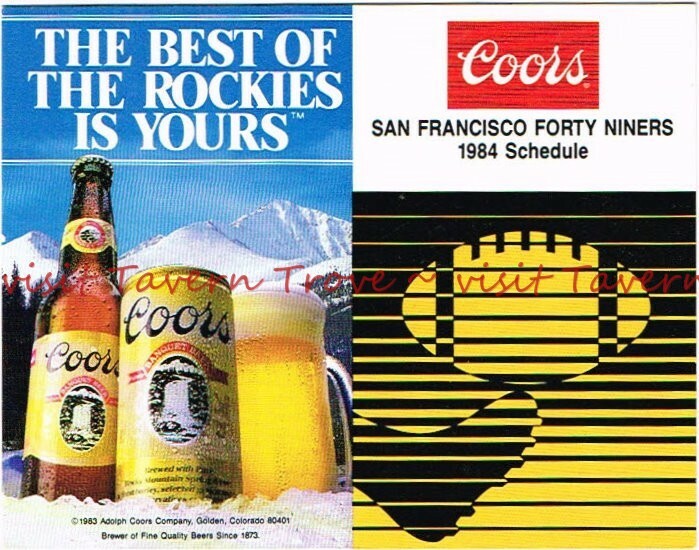 1984 COORS BEER SAN FRANCISCO 49ers FOOTBALL Pocket Schedule Tavern Trove