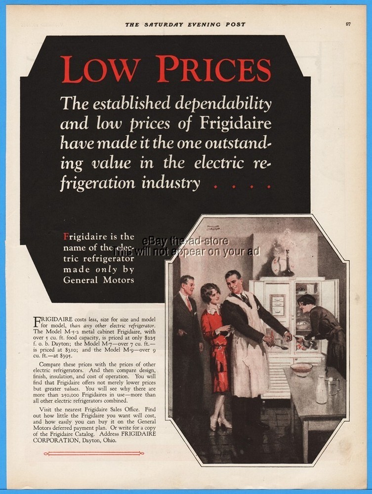 1926 Frigidaire Refrigerator Kitchen Man In Apron Philip Lyford Art Dayton OH Ad