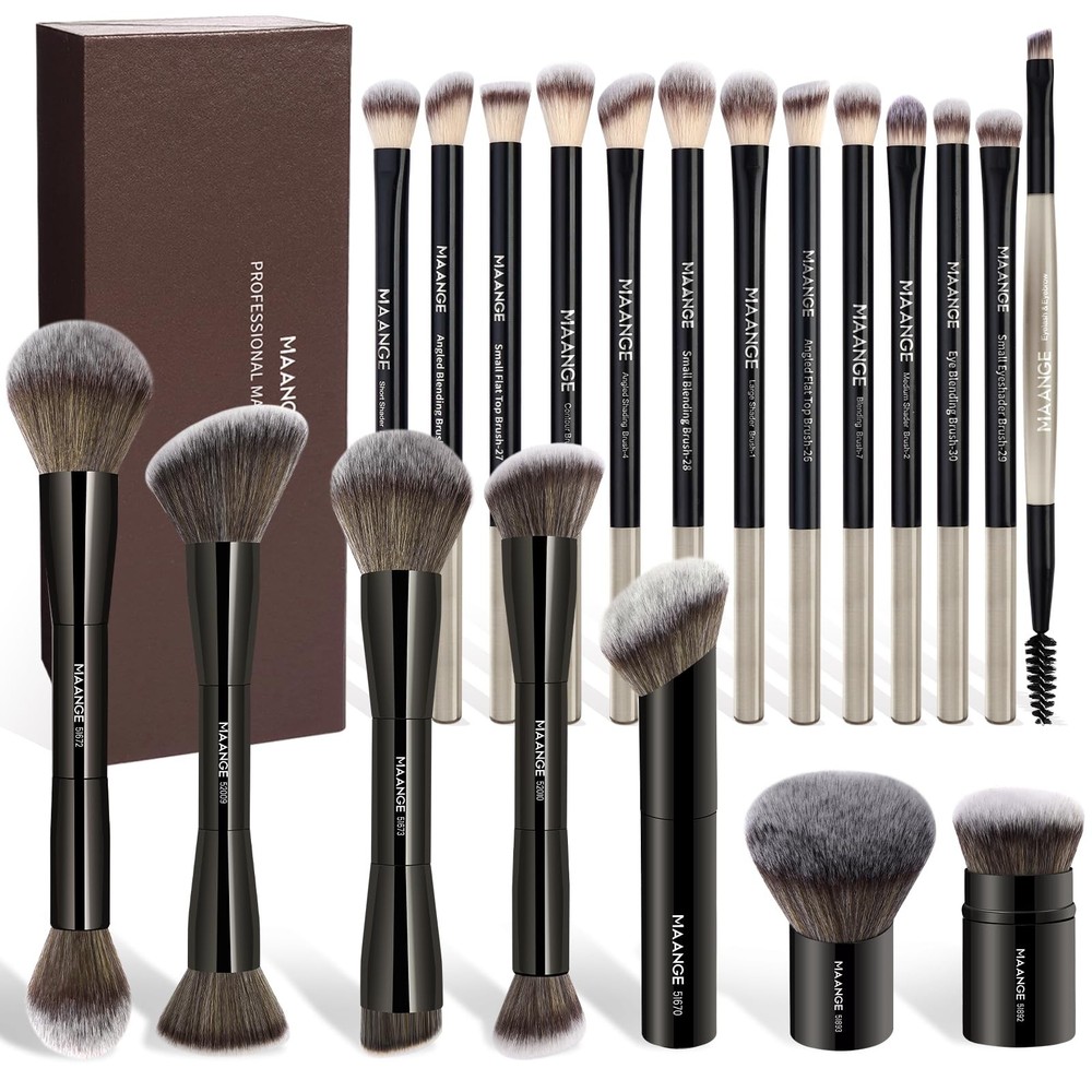 20-Piece Double-Ended Makeup Brush Set with Gift Box for Multi-Functional Beauty Application