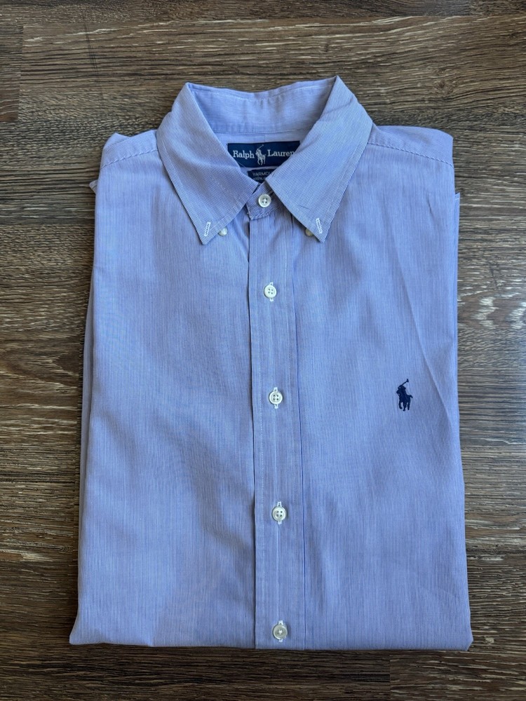 Ralph Lauren Long Sleeve Blue Yarmouth 100% Cotton  16 1/2-34/35 Button Down