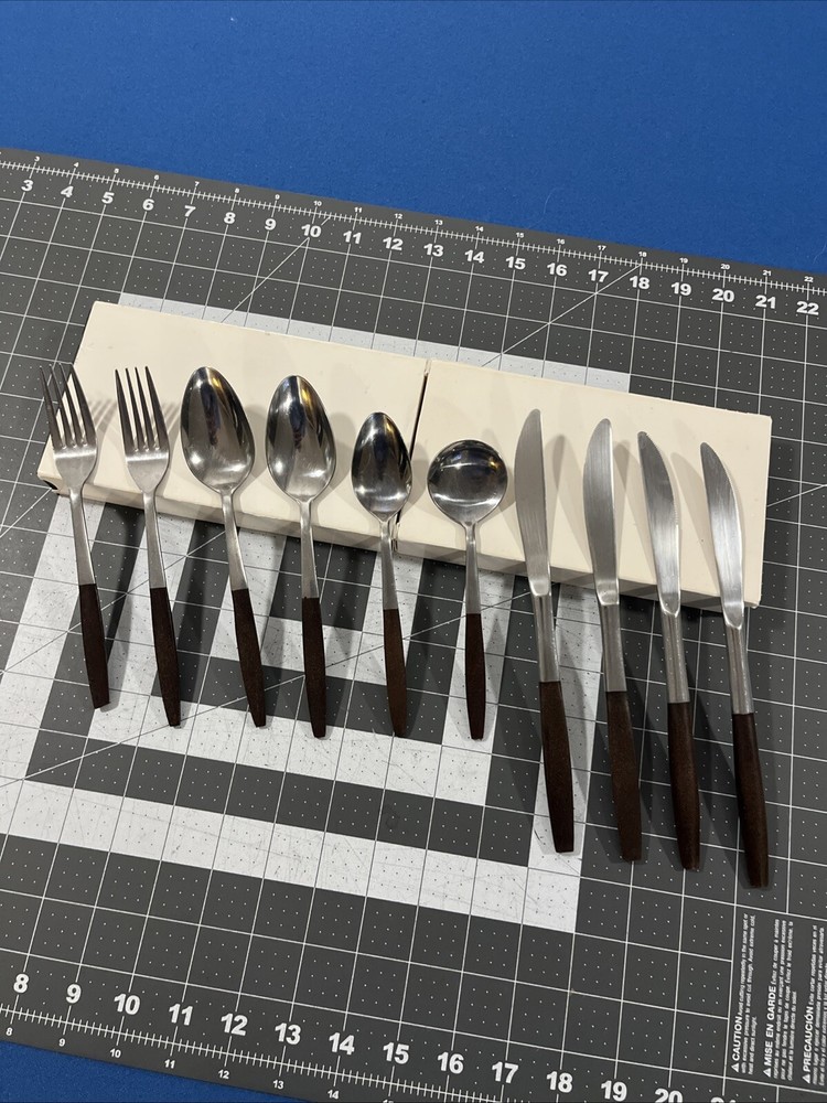 VTG Interpur Royal Elegance 10-Piece MCM Wooden Cutlery Set Japan