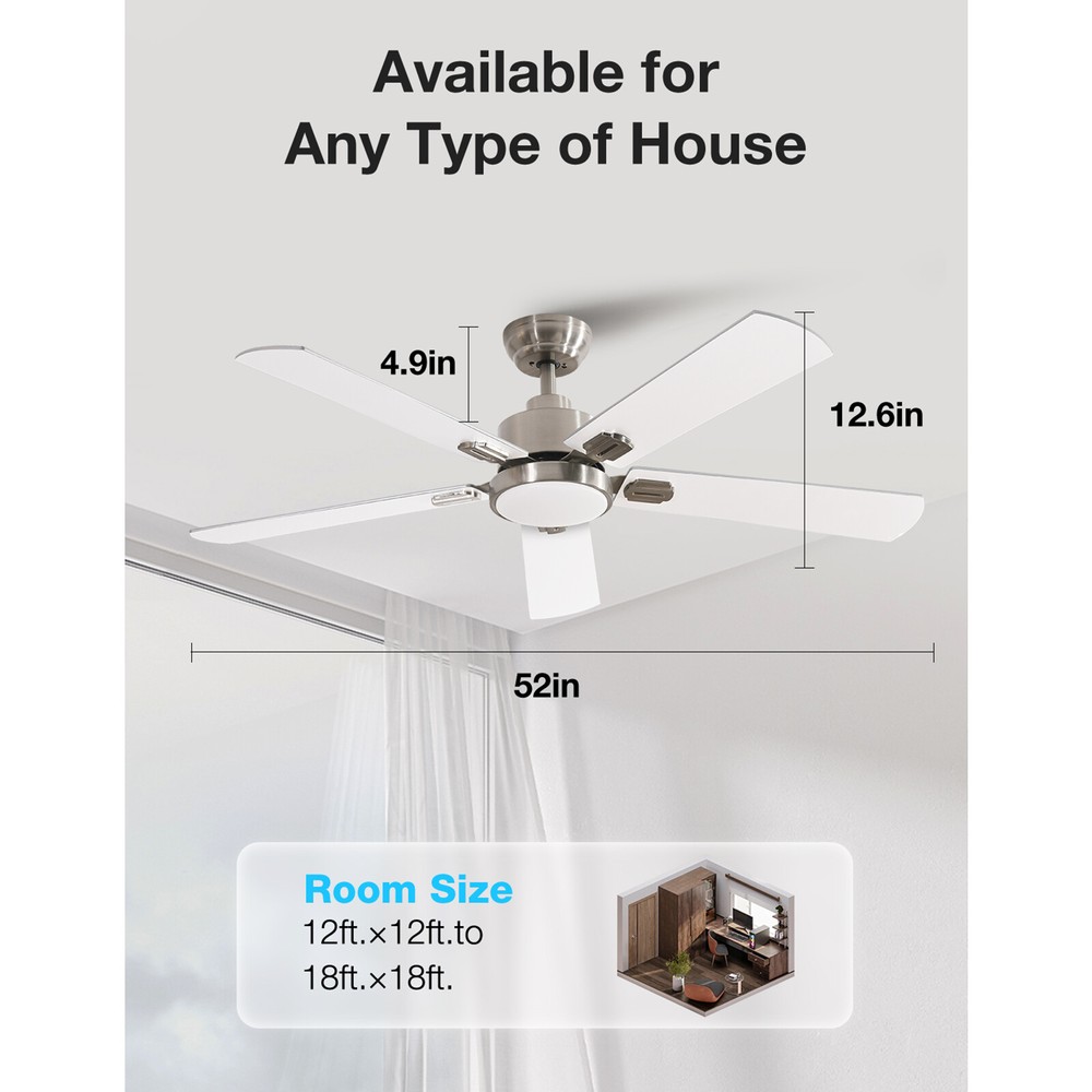52inch Ceiling Fan With Light and Remote Control