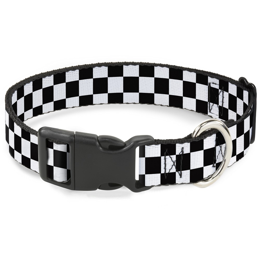 Plastic Clip Collar Checker Black/White NARROW-Large 9.5-14.5