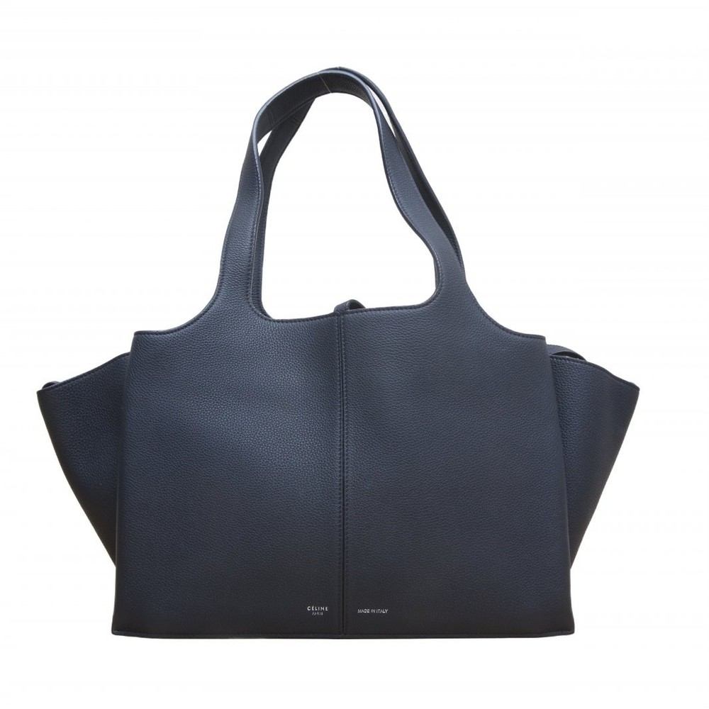 CELINE Black Leather  Trifold Handbag Large Size P254000082