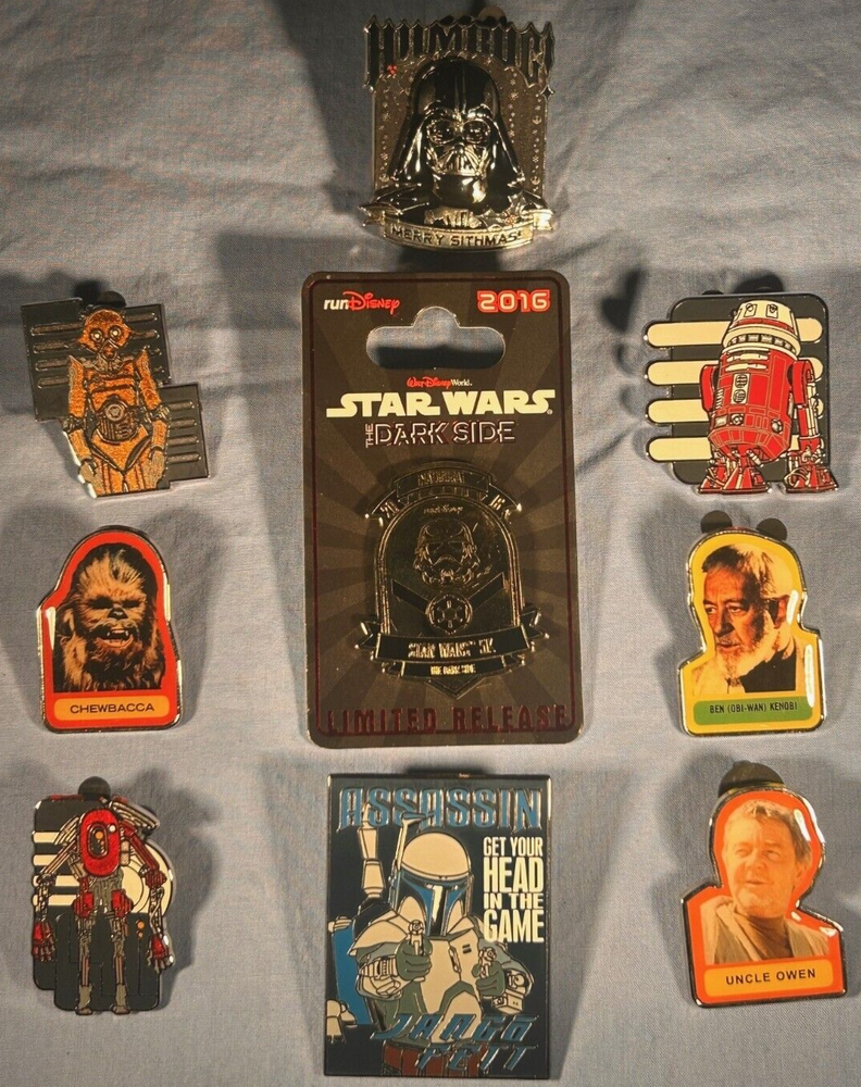 HTF Star Wars Themed Nine (9) Various Pin Starter Kit Lot As Shown in Picture