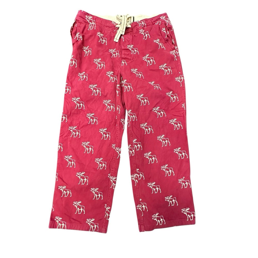 Abercrombie & Fitch Pants Mens L Red Flannel Moose Sleepwear Vintage Y2K