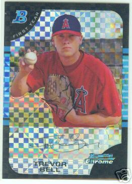 Trevor Bell Anaheim Angels 2005 Bowman Chrome Draft X-Fractor R/C