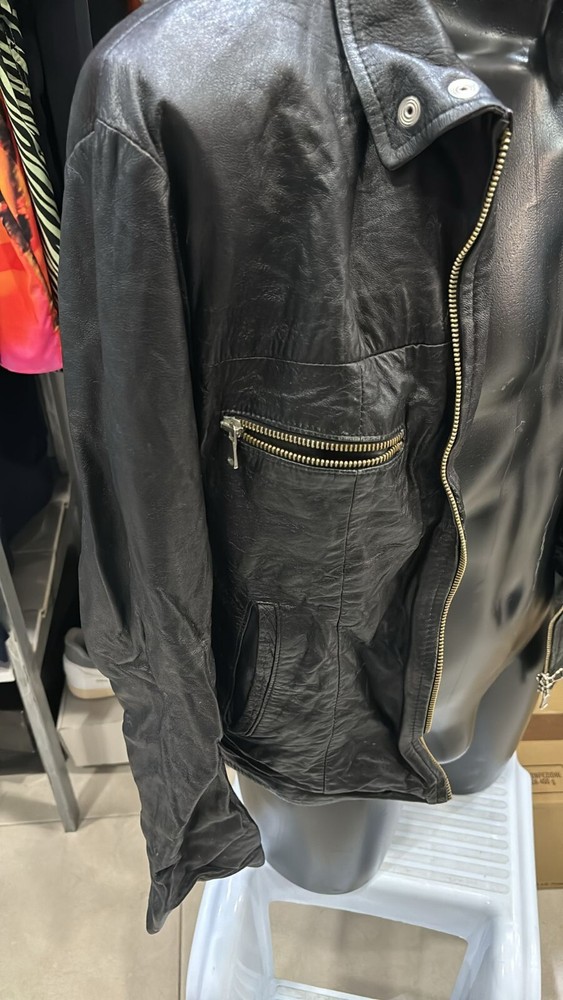 Vintage Black Leather Jacket for Men Size 52 LLD450